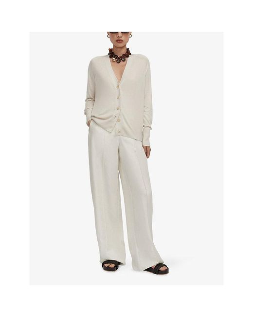Joseph Natural Gladi V-Neck Relaxed-Fit Silk Cardigan