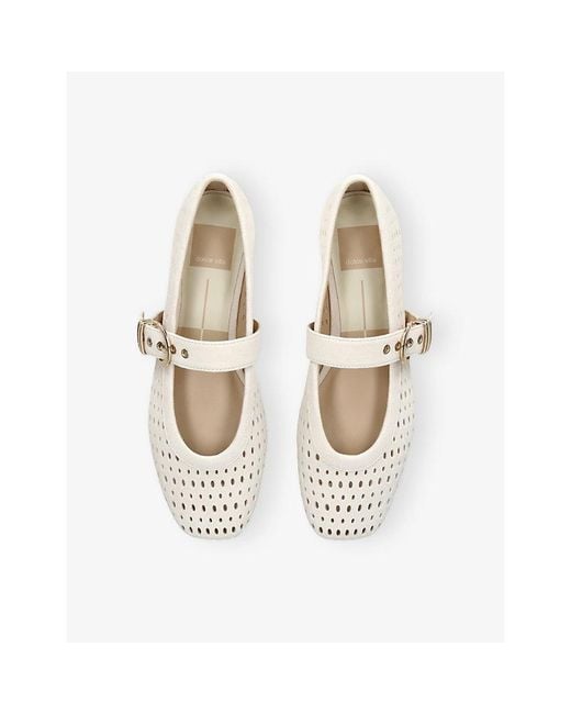 Dolce Vita White Mikel Perforated Suede Ballet Flats
