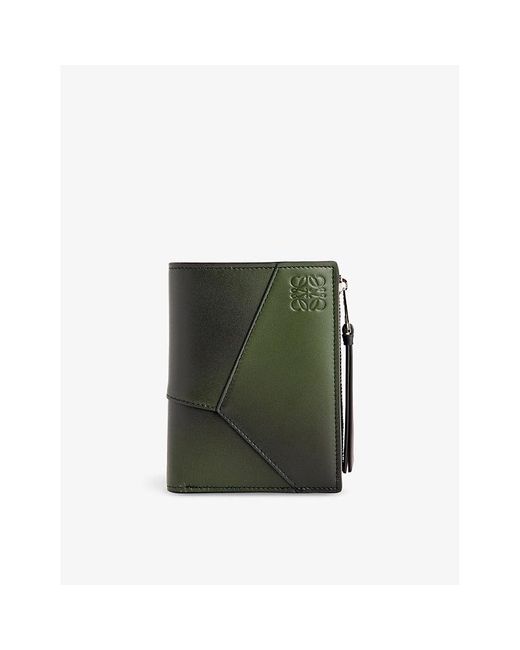 Loewe Green Puzzle Brand-debossed Leather Zip Wallet for men