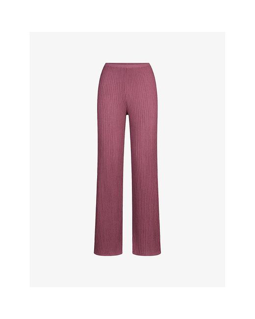 Skims Red Straight-Leg Sheer Knit Trousers