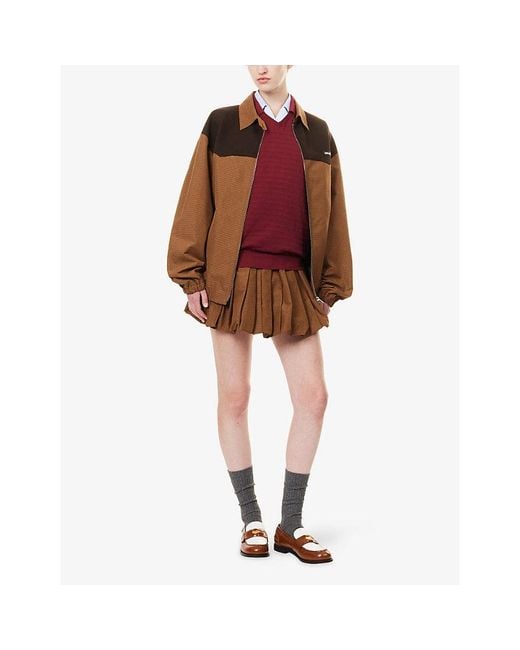 Miu Miu Brown Vichy Checked Cotton Jacket