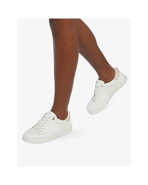 Dune White Emba Faux-Leather Trainers