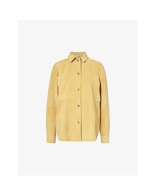Totême  Yellow Collar Buttoned-cuff Suede Shirt
