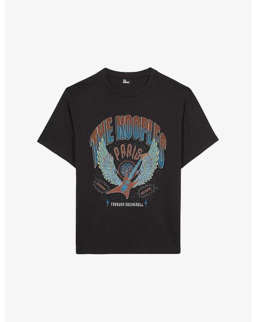 The Kooples Black Graphic-print Cotton T-shirt X