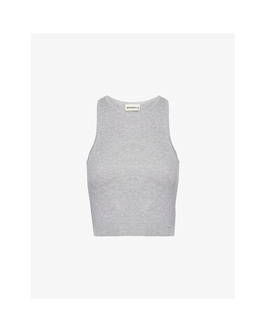 ADANOLA Gray Racer Crop Knit Vest Top