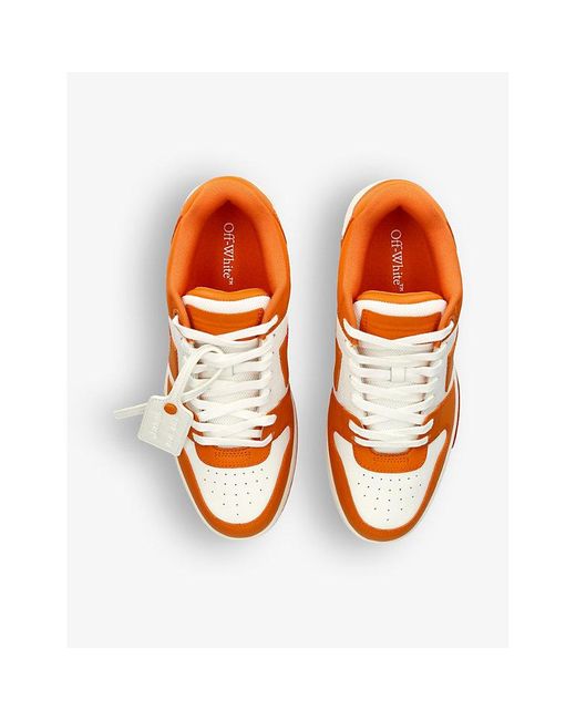 Off-White c/o Virgil Abloh Orange Out Of Office Brand-embroidered Leather Low-top Trainers for men