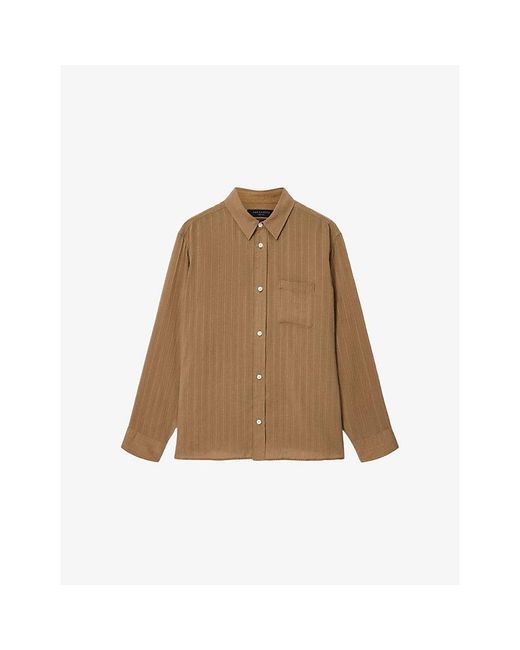 AllSaints Natural Carlyle Oversized-Fit Lyocell Shirt for men