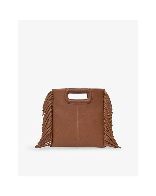 Maje Brown M Grained-Leather Cross-Body Bag