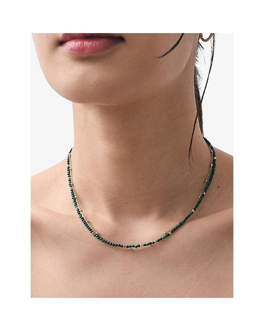 Astley Clarke Metallic Biography 18Ct- Plated Sterling- And Malachite Double Strand Beaded Necklace
