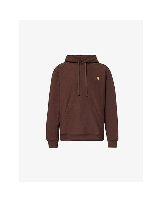Carhartt Brown American Script Logo-embroidered Cotton-blend Hoody X for men