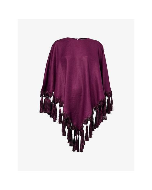 ‎Taller Marmo Purple Gloria Tassel Linen Kaftan