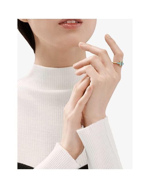 Tiffany & Co White Tiffany T Square 18Ct Rose- And Tuquoise Ring