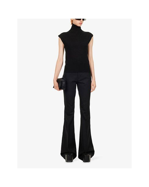 Rick Owens Black Sleeveless Turtle-Neck Cashmere Jumper