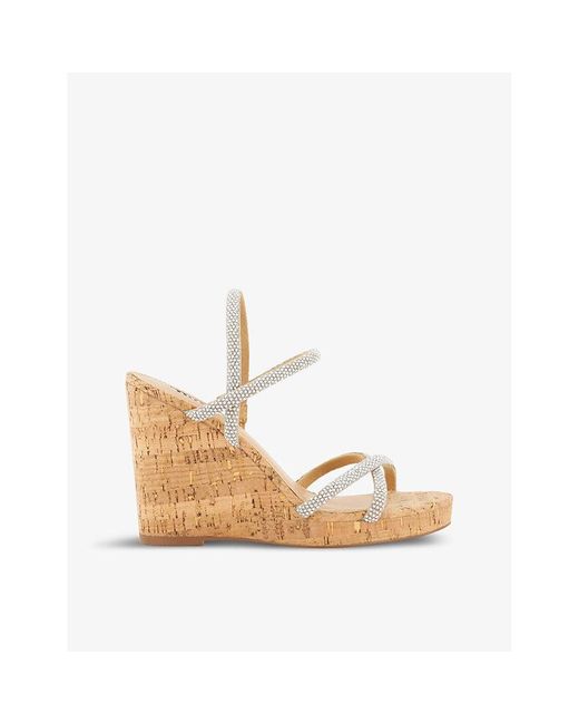 Dune Natural Kali Crystal-embellished Wedge Cork Espadrilles