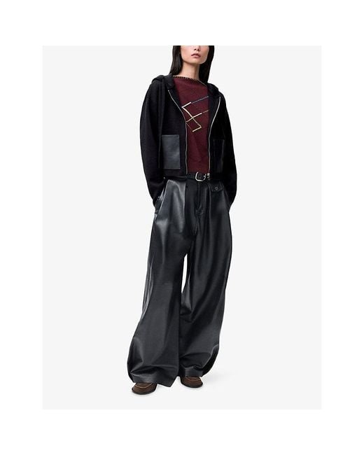 Loewe Black Hooded Patch-Pocket Wool Blend Hoody
