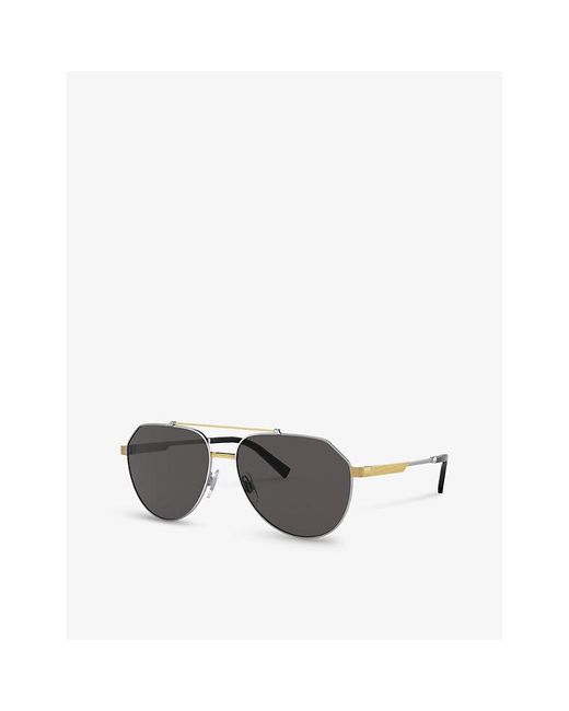 Dolce & Gabbana Gray Dg2288 Pilot-frame Steel Sunglasses