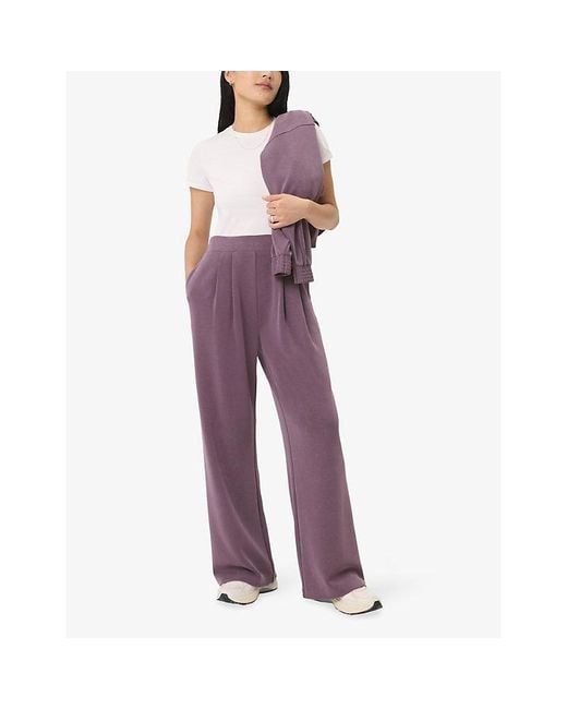 Sweaty Betty Purple Sand-Wash Wide-Leg Stretch-Modal Trousers