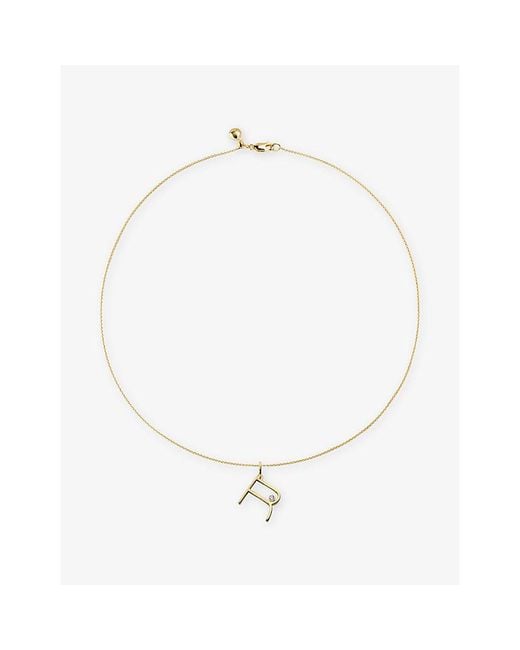 Monica Vinader White Initial R 18Ct Vermeil And 0.035Ct Lab-Grown Diamond Pendant Necklace