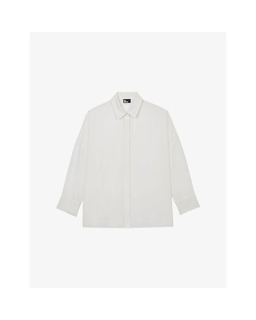 The Kooples White Straight-Hem Silk Shirt