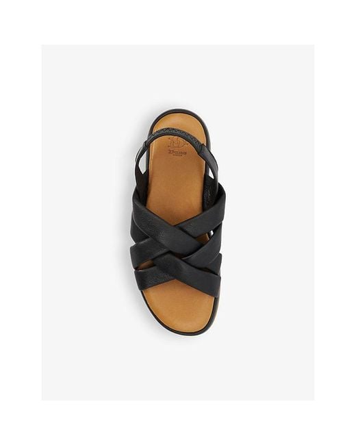 Dune Black Laters Cross-weave Leather Sandals