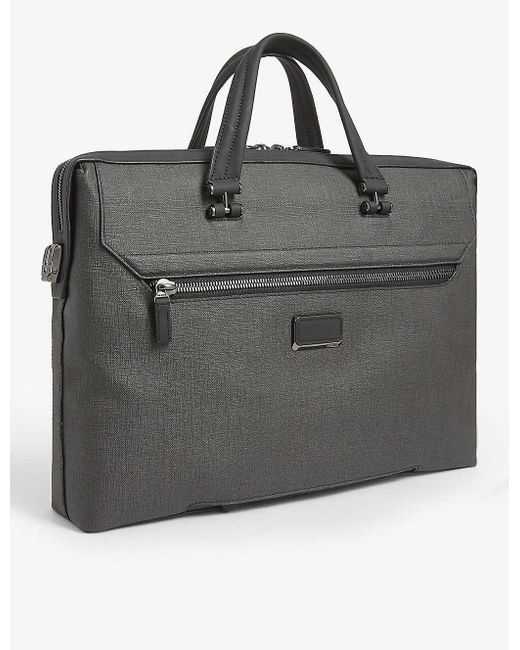 tumi grey briefcase