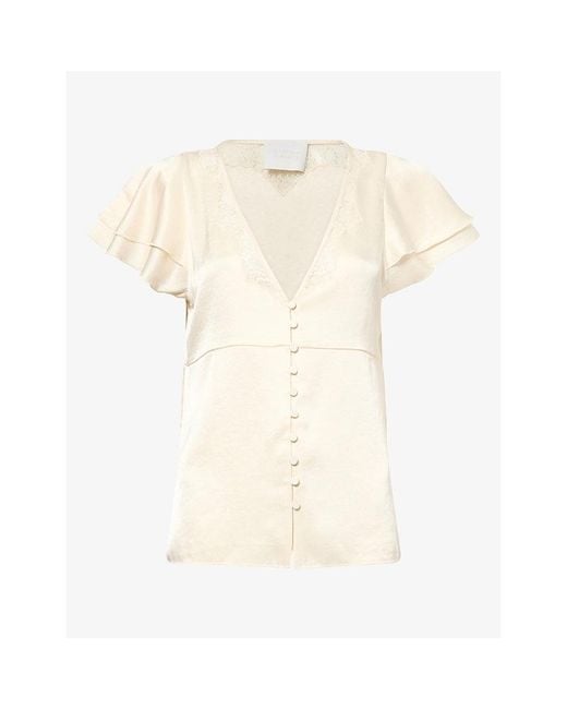 Citizens of Humanity Natural Lola Lace-Trim Satin Top
