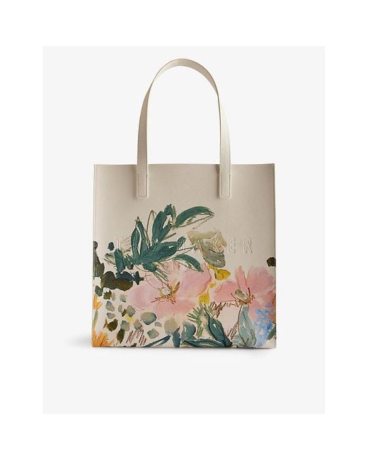 Ted Baker Natural Meaicon Large Floral-print Icon Tote Bag