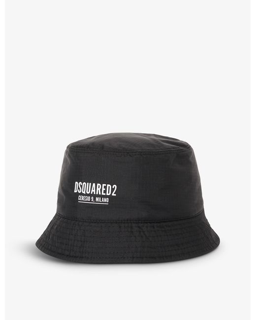 DSquared² Synthetic Logo-print Nylon Bucket Hat in Black White (Black ...