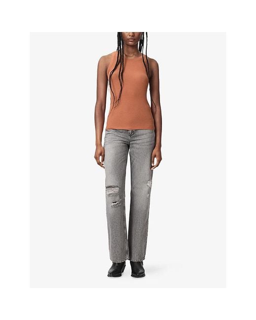 AllSaints Multicolor Rina Round-Neck Sleeveless Stretch-Woven Tank