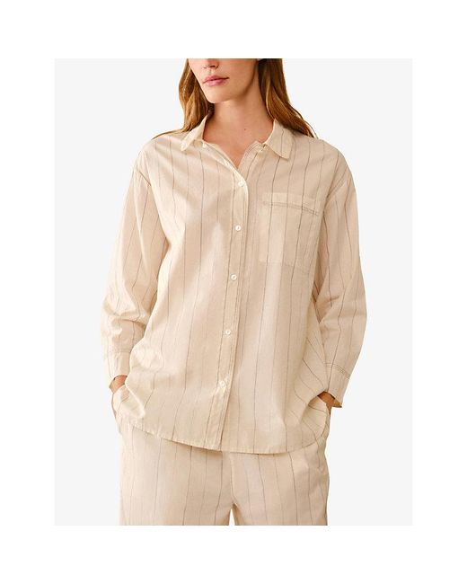 The White Company Natural Relaxed-Fit Striped Cotton-Poplin Pyjama Shirt