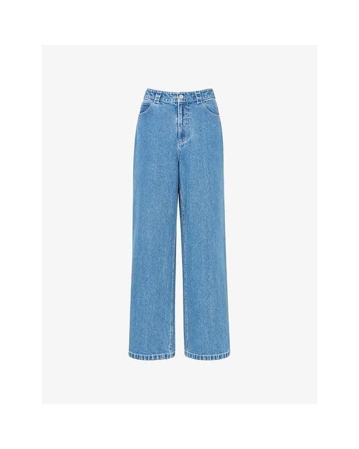 Whistles Blue Relaxed-Fit Straight-Leg High-Rise Jeans