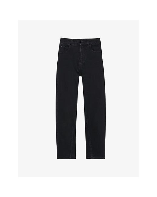 Whistles Black Barrel-Leg High-Waist Stretch-Denim Jeans