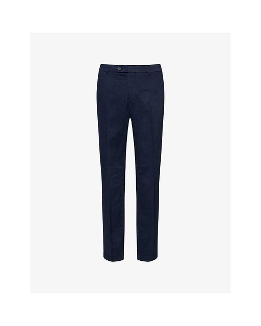 Hackett Blue Chino Kensington Two-Slip-Pockets Stretch-Cotton Trousers for men