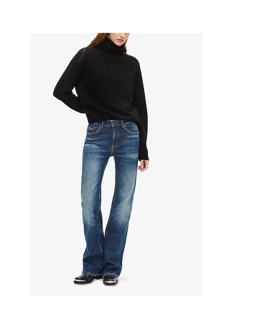 The Kooples Blue High-Neck Knitted Wool Jumper