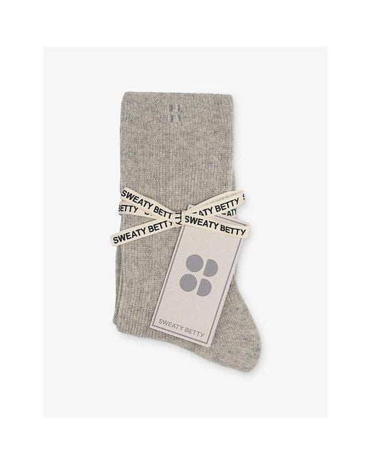 Sweaty Betty Gray Logo-Embroidered Cashmere Crew Socks