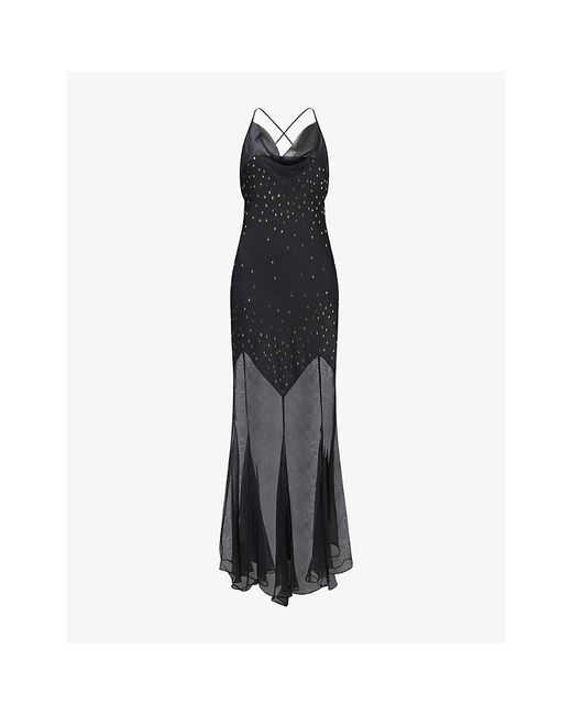 Rabanne Black Sequinned Cross-Back Woven Maxi Dress