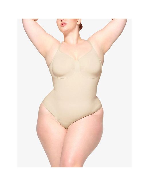 Skims White Sculpt Ruched Stretch-Woven Body
