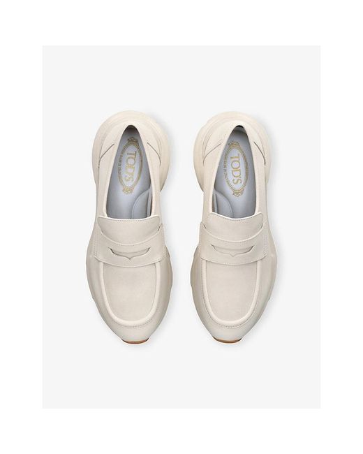 Tod's White Sport 54 Leather Loafers