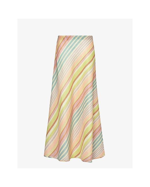 Zimmermann Yellow Stripe Halliday Striped Linen Maxi Skirt