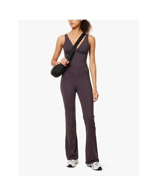 WE Are Tala Purple Dayflex Slim-Fit Flared-Leg Stretch Recycled-Nylon Leggings