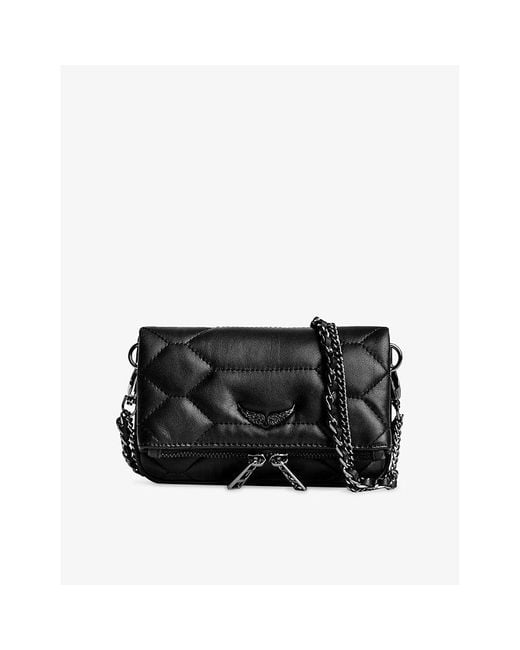 Zadig Voltaire Rock Nano Quilted Leather Clutch Bag in Black Lyst