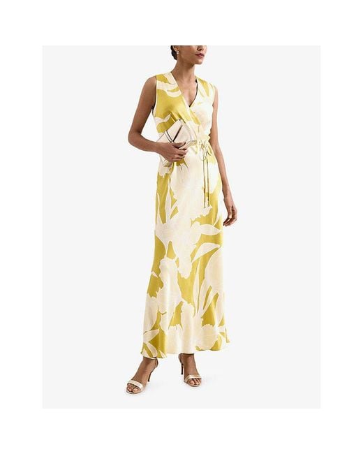Phase Eight Metallic Paula Floral-Print Satin Maxi Dress