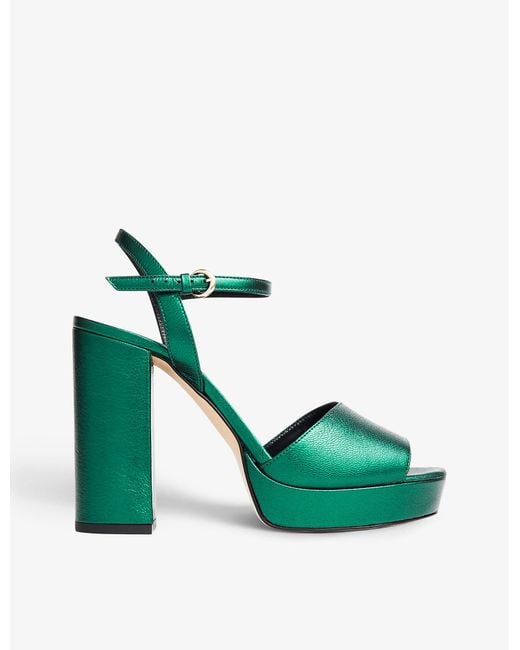 L.K.Bennett Green Solange Platform-heel Open-toe Leather Sandals