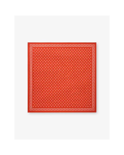 Mulberry Red Tree-Print Cotton Square Scarf