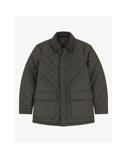 Boggi Gray Padded Patch-Pocket Woven Peacoat for men