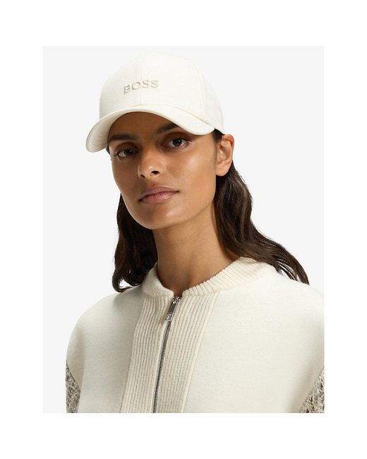 Boss White Brand-Embroidered Cotton-Twill Baseball Cap