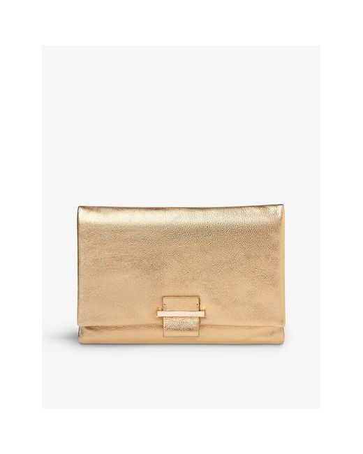 Whistles Alicia Metallic Leather Clutch in Natural Lyst