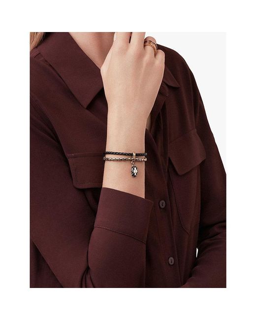 BVLGARI Metallic Serpenti Forever Small Brass And Leather Bracelet
