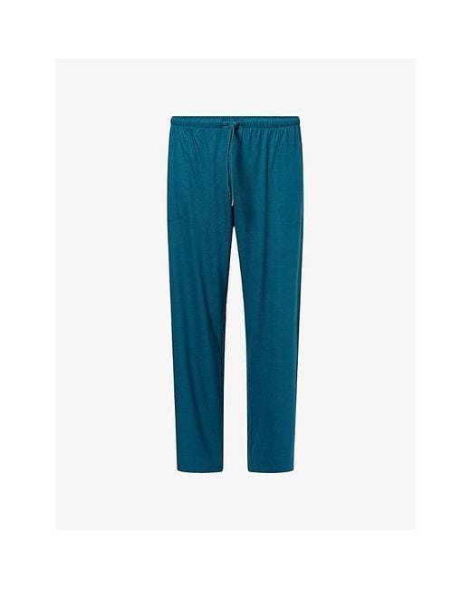 Derek Rose Blue Basel Lounge Modal-Jersey Trousers for men