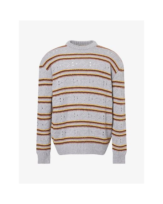 Marni White Striped Crewneck Cashmere Jumper for men